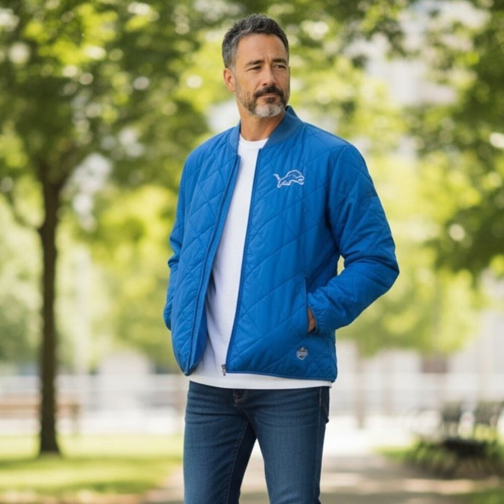 DETROIT LIONS Men’s XL Blue NFL COMBINE Puffer Coat
